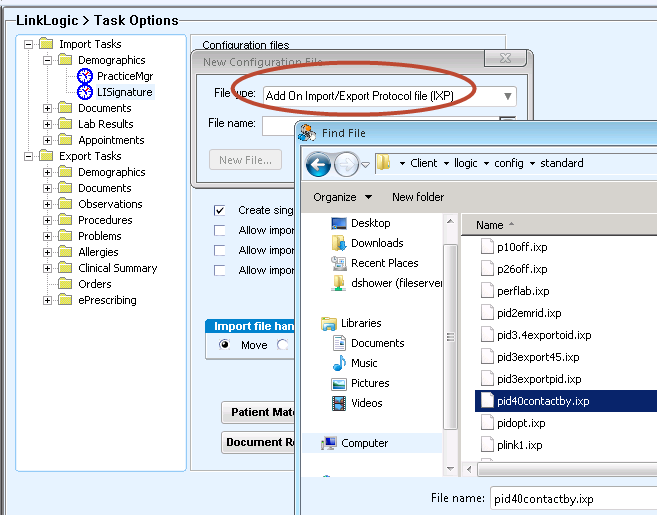 Screenshot of Demographics Import/Export Protocol File